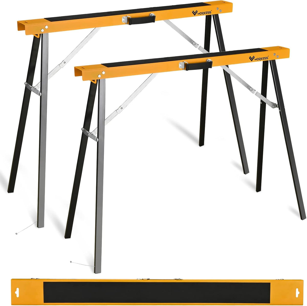 Twin Pack Portable Folding Sawhorse, 275 LBS Capacity Each O38129