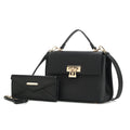 Black Vegan Leather Satchel & Wristlet Wallet E895