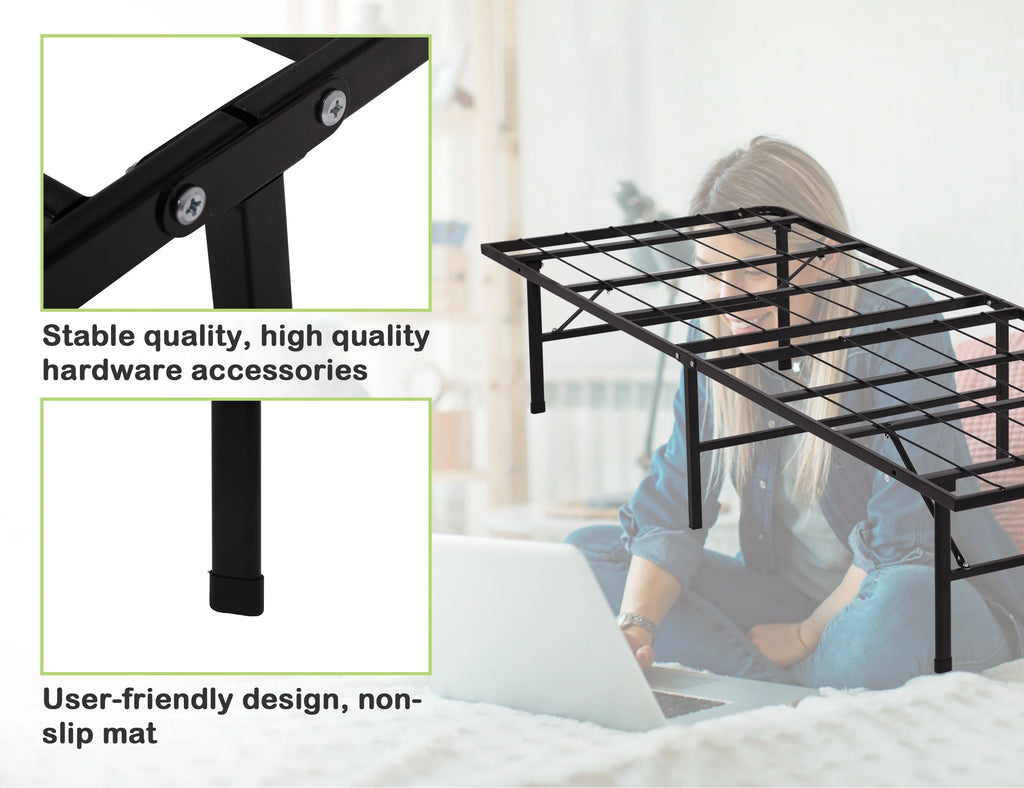 Foldable Twin Bed Frame 150LBS Capacity Heavy Duty G749
