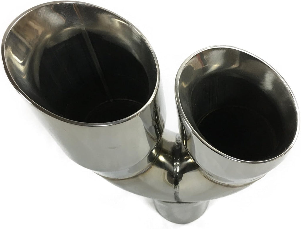 2.25" Inlet 3.00" Outlet 9.50" Long Dual Double Wall Slant Angle Stainless Exhaust Tip Pack of 2 Z881