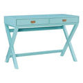 Blue Wood Two Drawer Writing Desk P93105