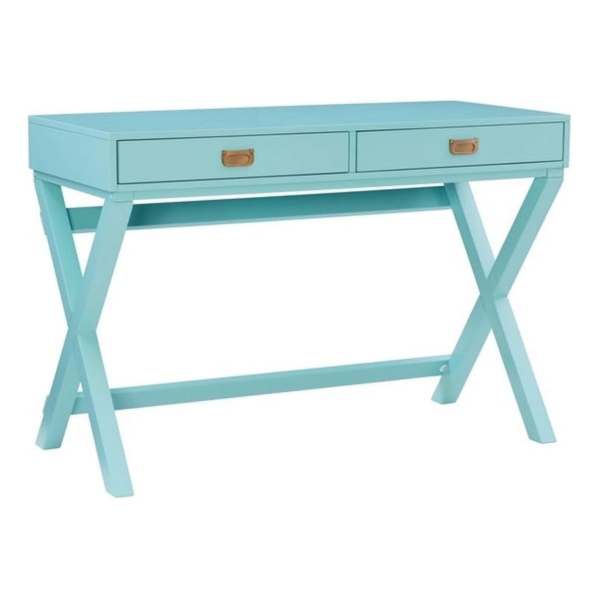 Blue Wood Two Drawer Writing Desk P93105
