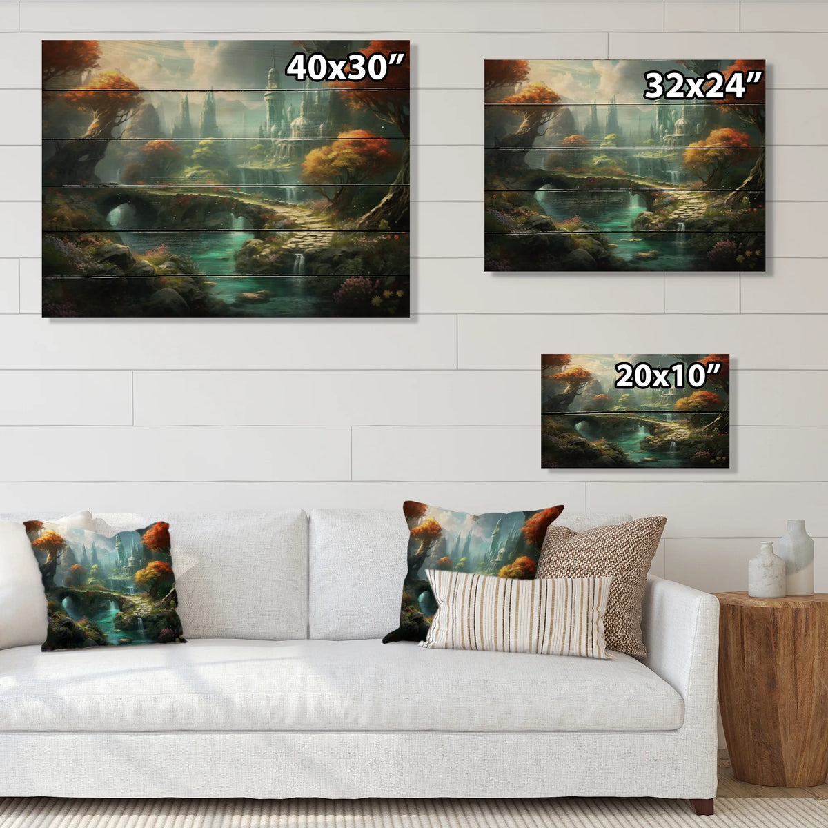 Castles Print on Natural Pine Wood L56096