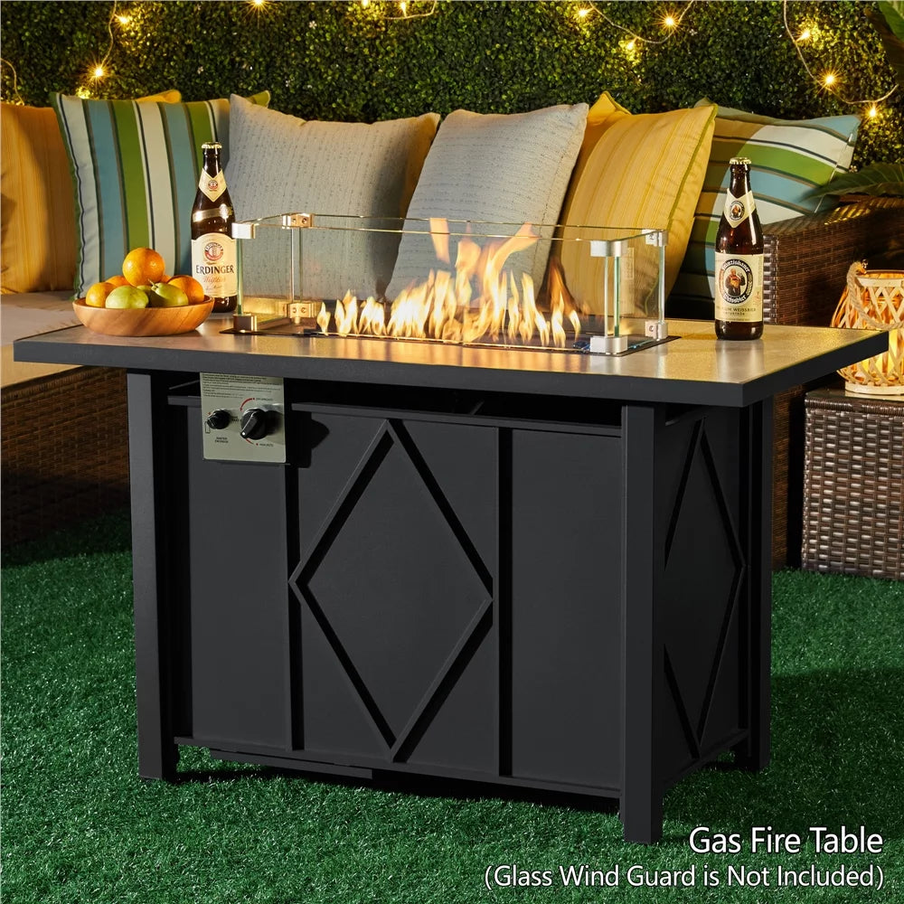 43" Fire Pit Table with Ceramic Tabletop, Black Q200298
