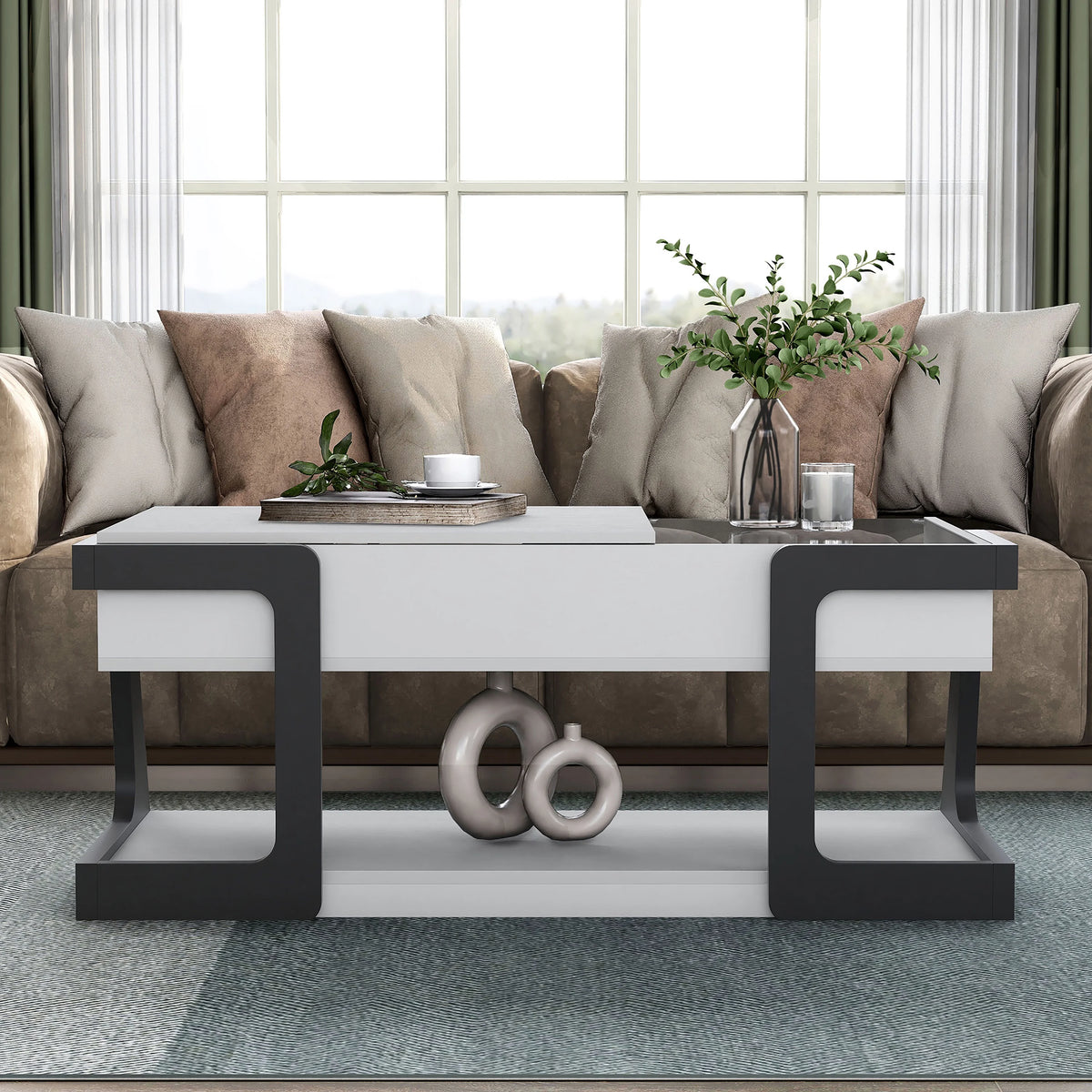 White Lift Top Wood Coffee Table L6114