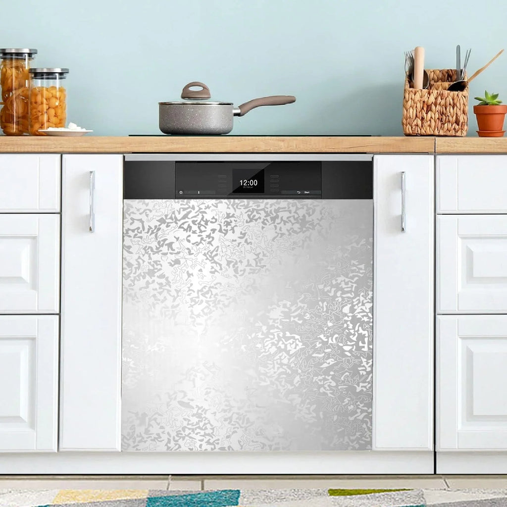 Silver Flowers Pattern Dishwasher Stickers 23in W x 26in H V3387
