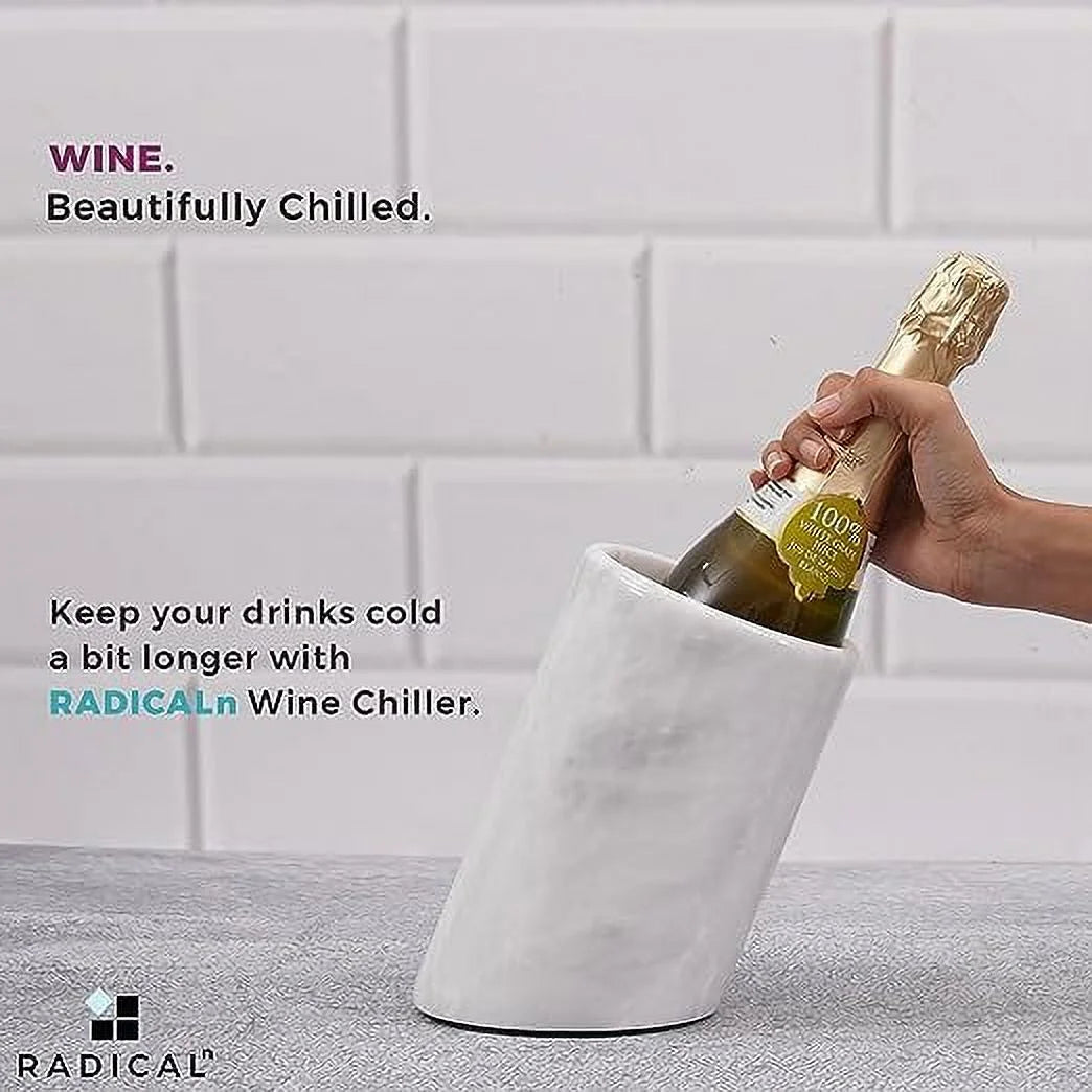 White Handmade Marble Wine Cooler L463