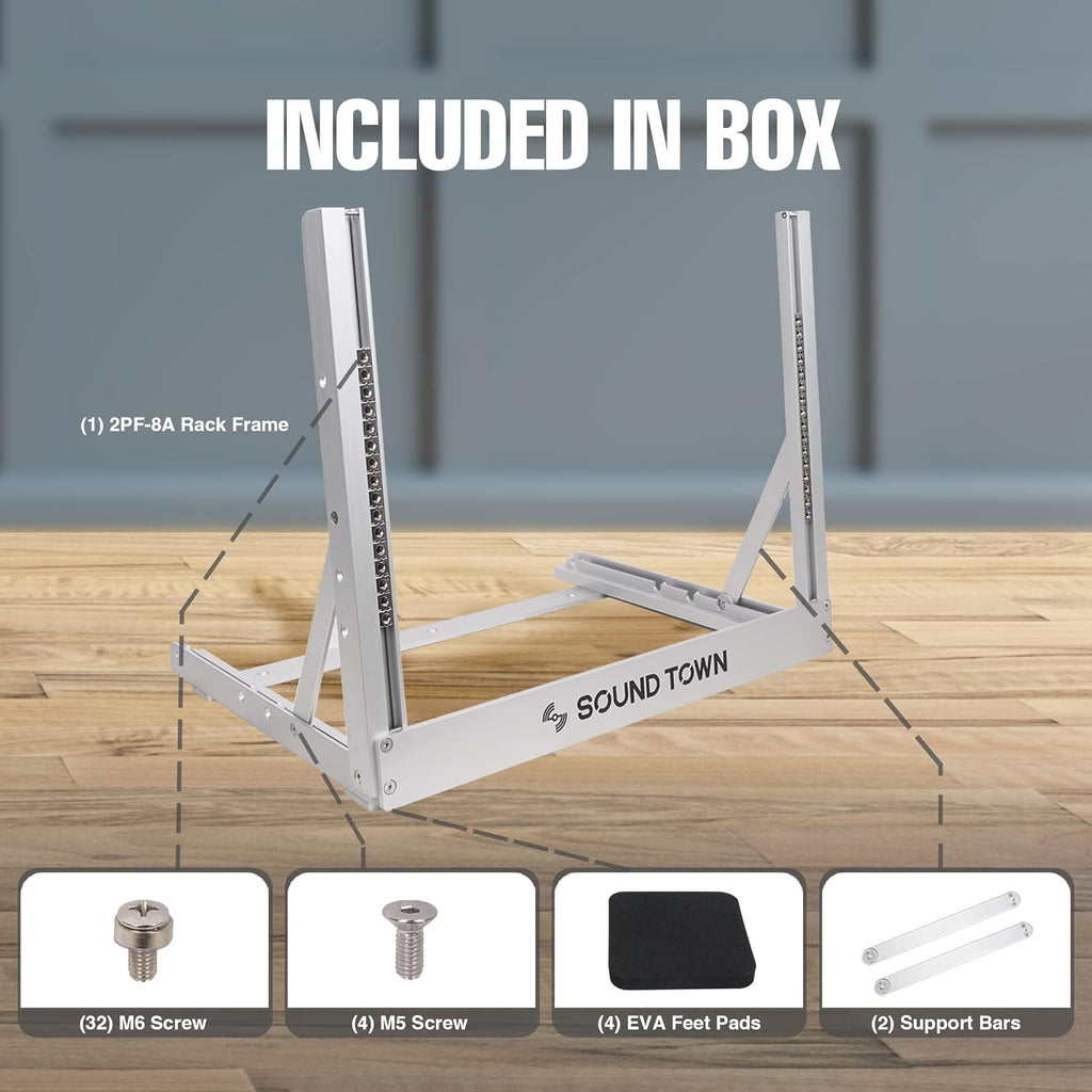 8U Aluminum 2-Post Desktop Open-Frame Rack N75050