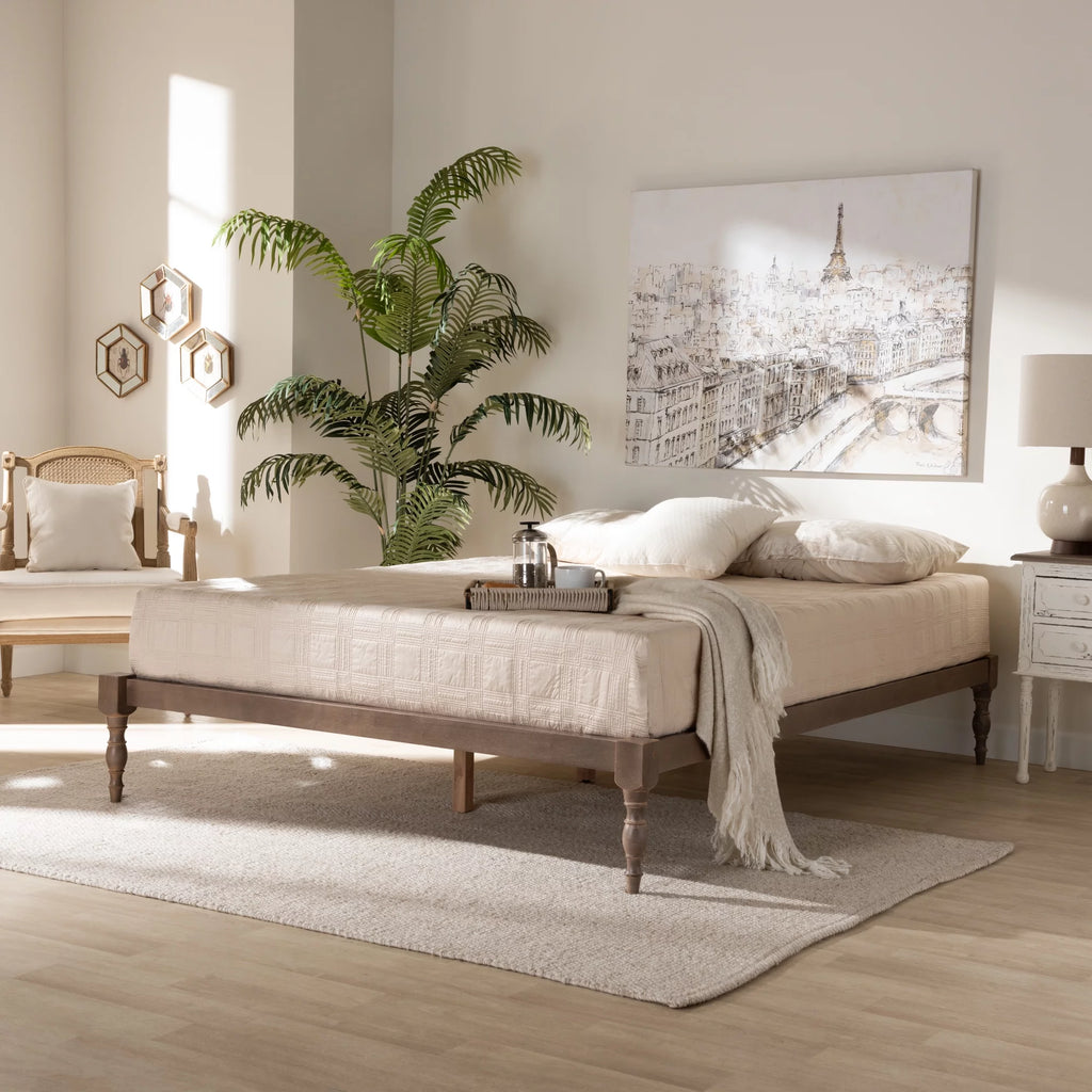 Walnut Brown Wood Full Size Platform Bed Frame G797