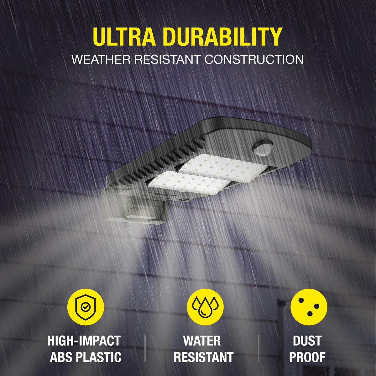 Solar Powered Motion Street and Area Light, Black, 120° Beam Angle J180