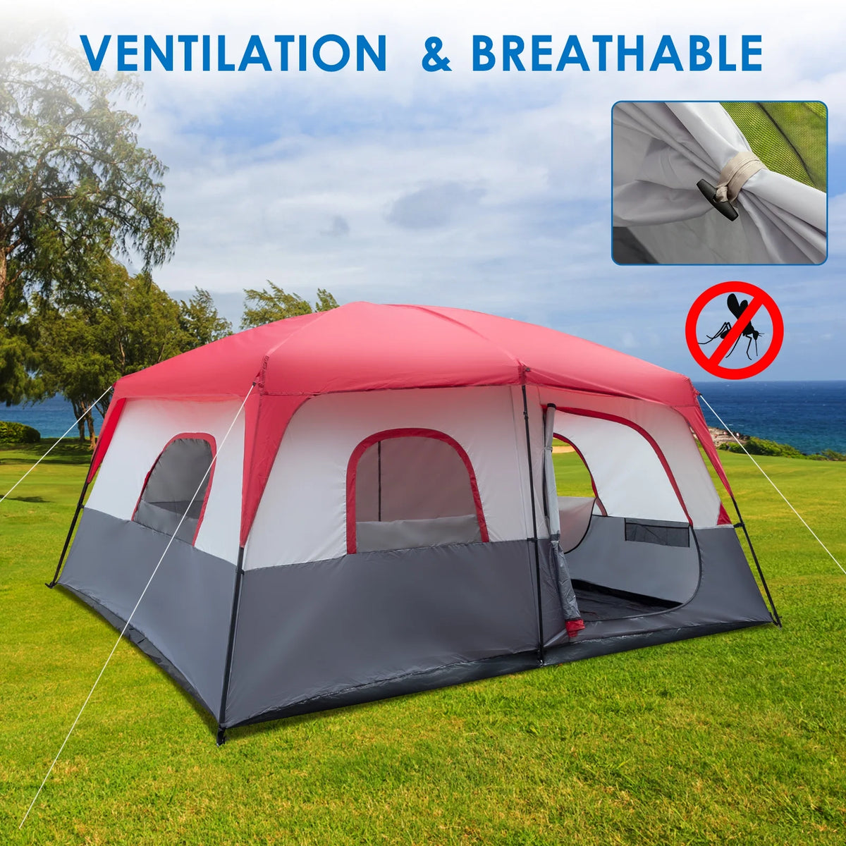 14 Person Cabin Tent with Dividers Curtain O437199