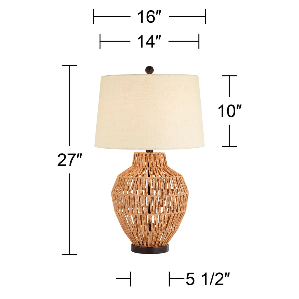 Modern Coastal Table Lamp 27" Tall Natural Wicker S85022