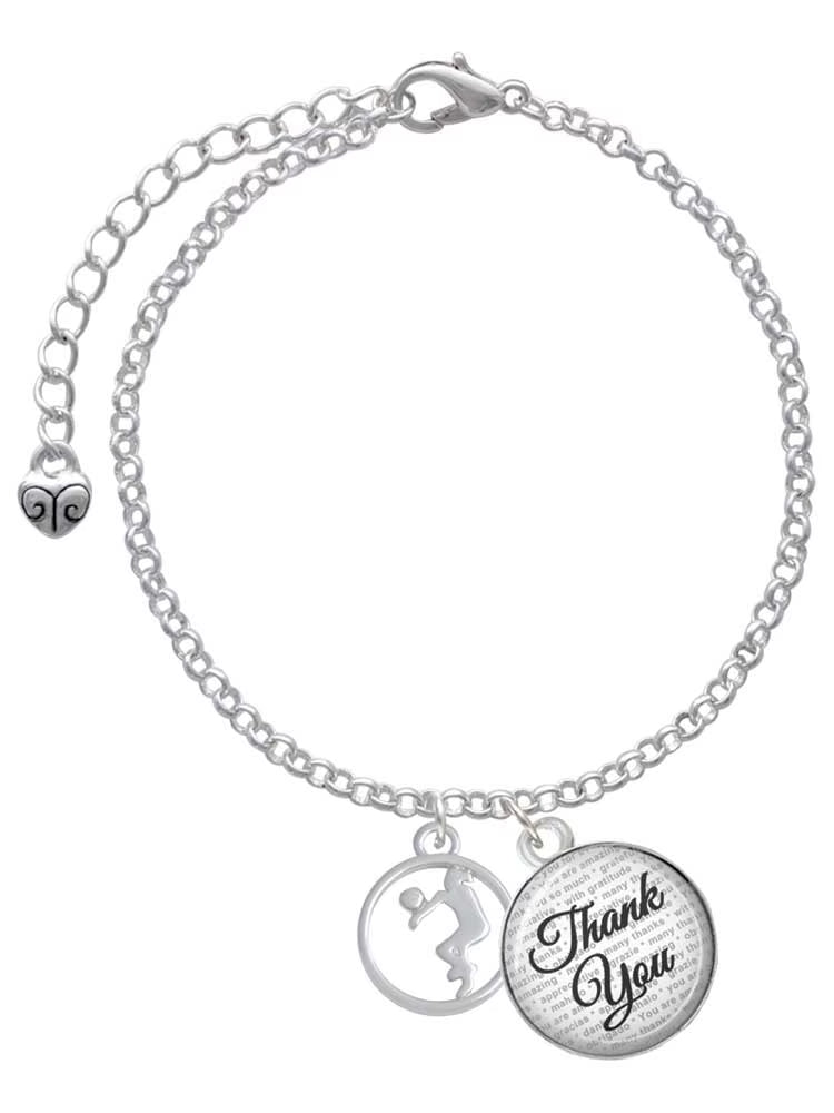 Volleyball Player Silhouette Charm Bracelet, 6"+2" E81309