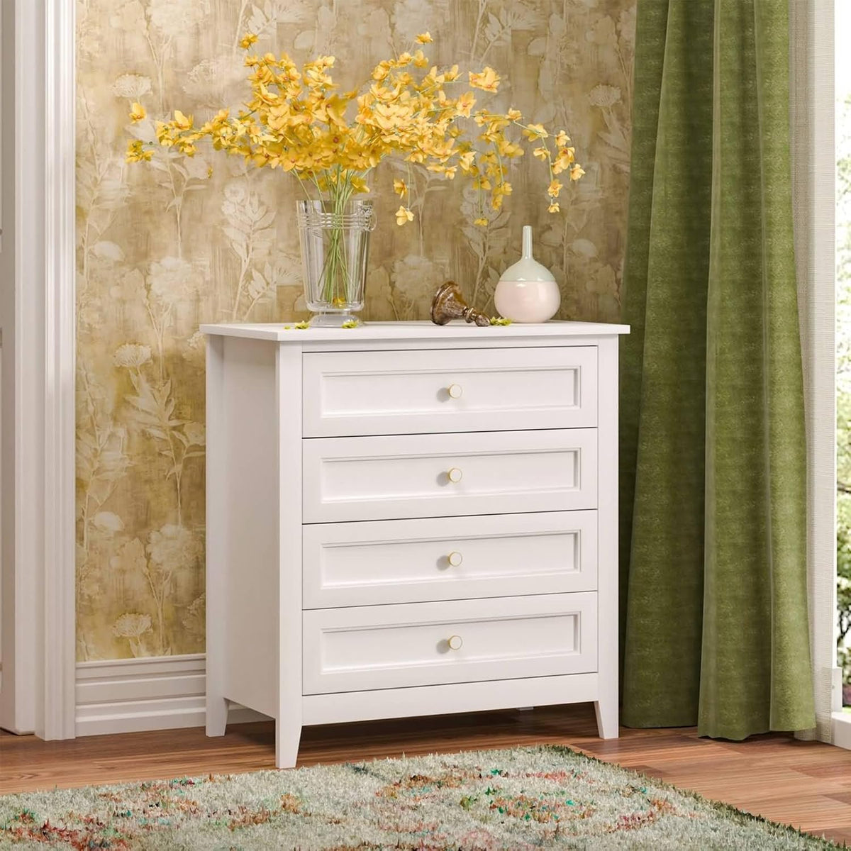 White Solid Wood Drawer Dresser V92774