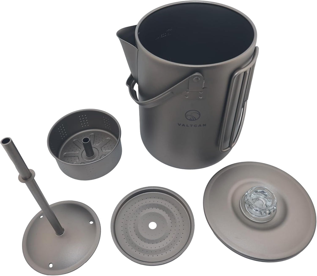 Titanium Percolator Coffee Maker Pot 1.5L 50 fl oz 6 Cup Capacity Glass Knob E174760