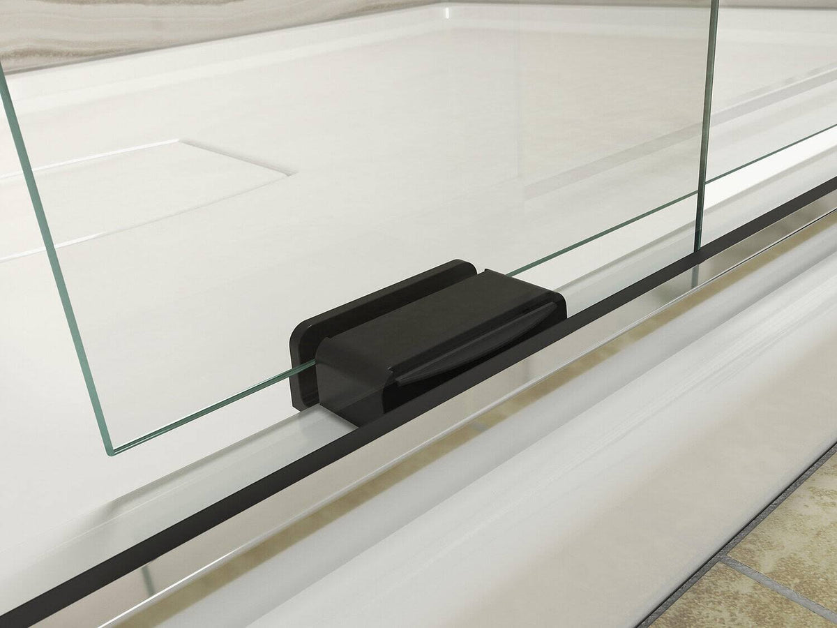 Frameless Sliding Shower Door with Crystal Clear Glass, Anodized Brushed Bronze P981