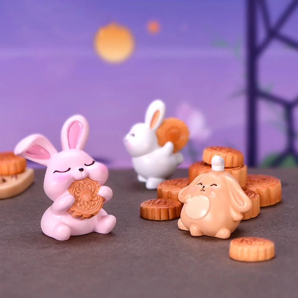Resin Dollhouse Miniature Moon Cake Rabbit Ornaments R637