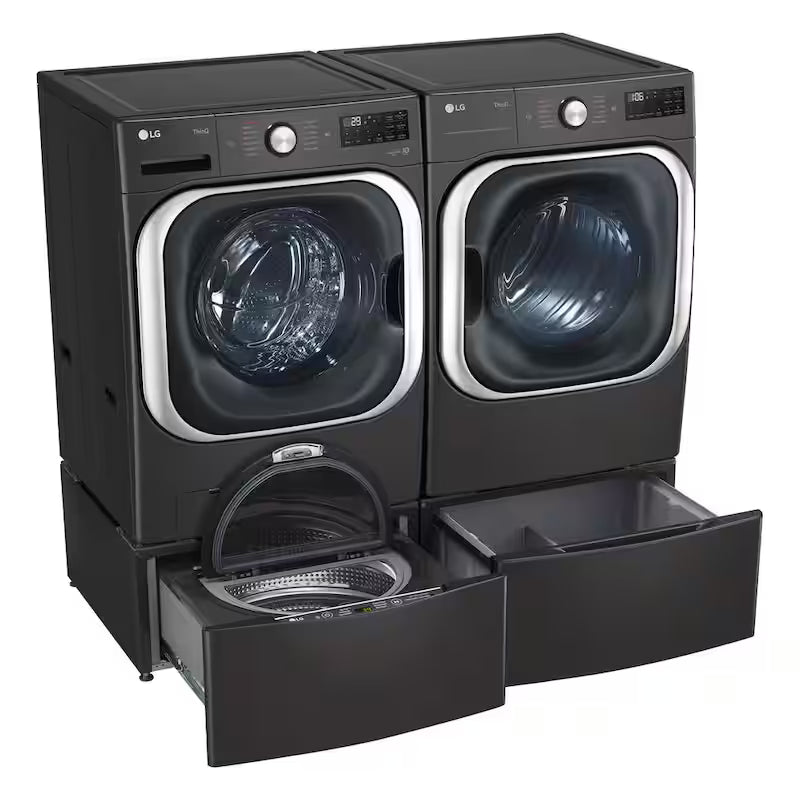 29 in. Laundry Pedestal with Storage Drawer in Black Steel L960