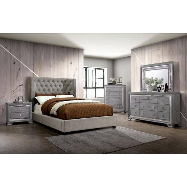 Gray Transitional Queen Bed K1649