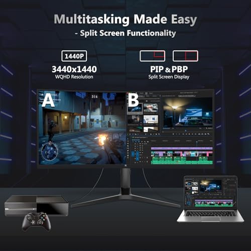 34" Ultrawide 2K Curved Gaming Monitor with 165Hz Refresh Rate, 21:9 Aspect Ratio, 3440x1440 Resolution, VA Panel M992808