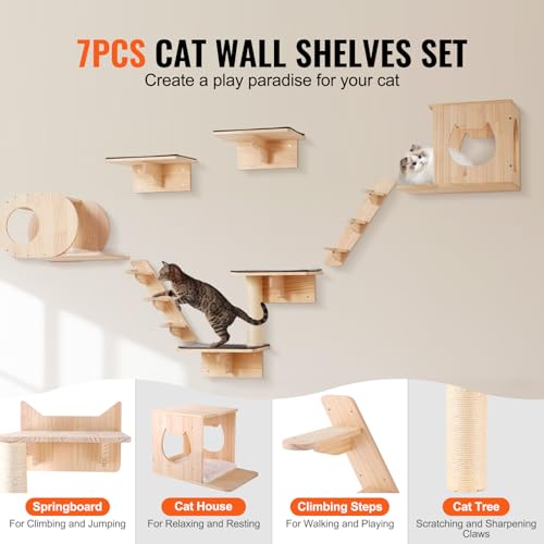 Wall Mounted Cat Shelves Set of 6 P606