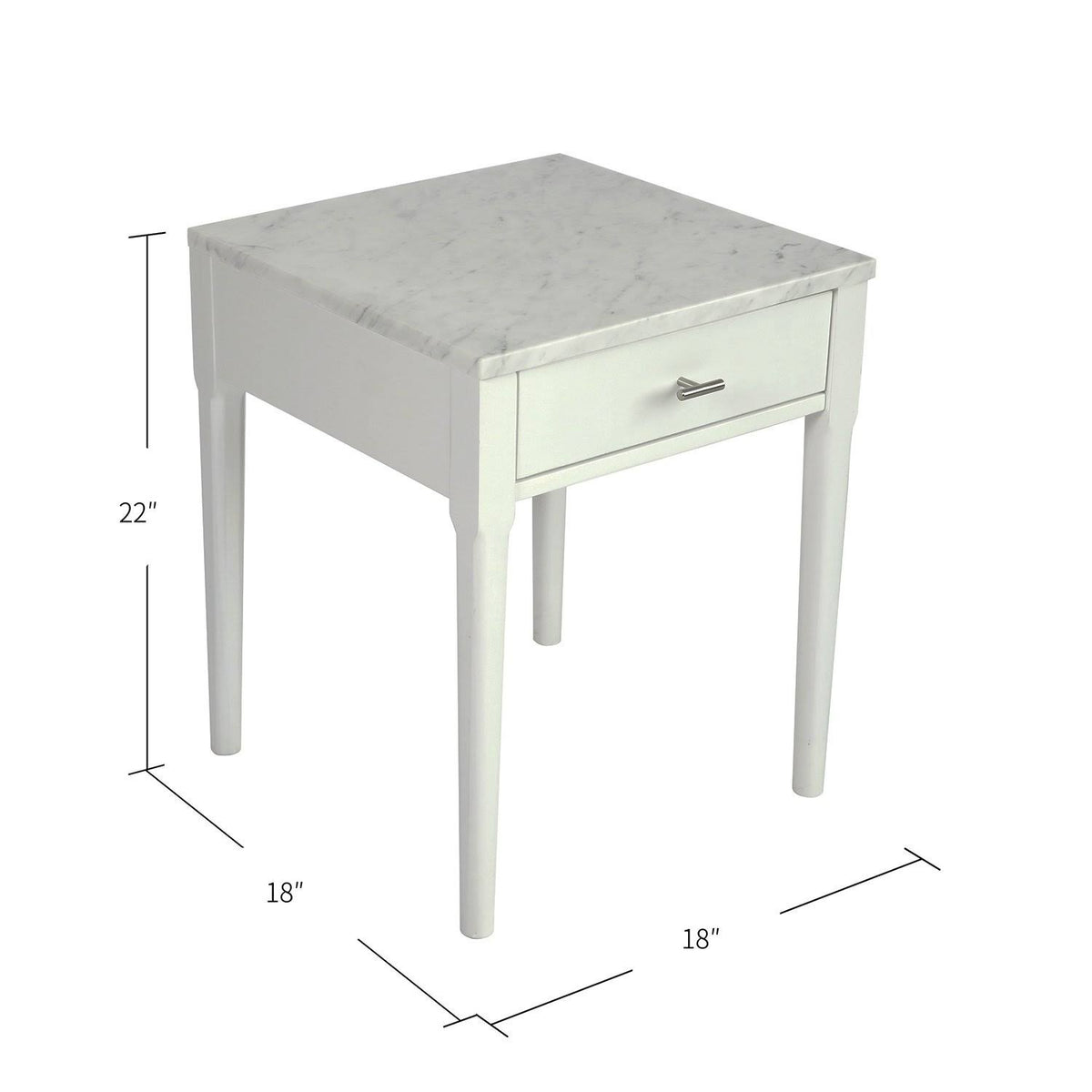 18x22 Square White Marble Side Table C7501