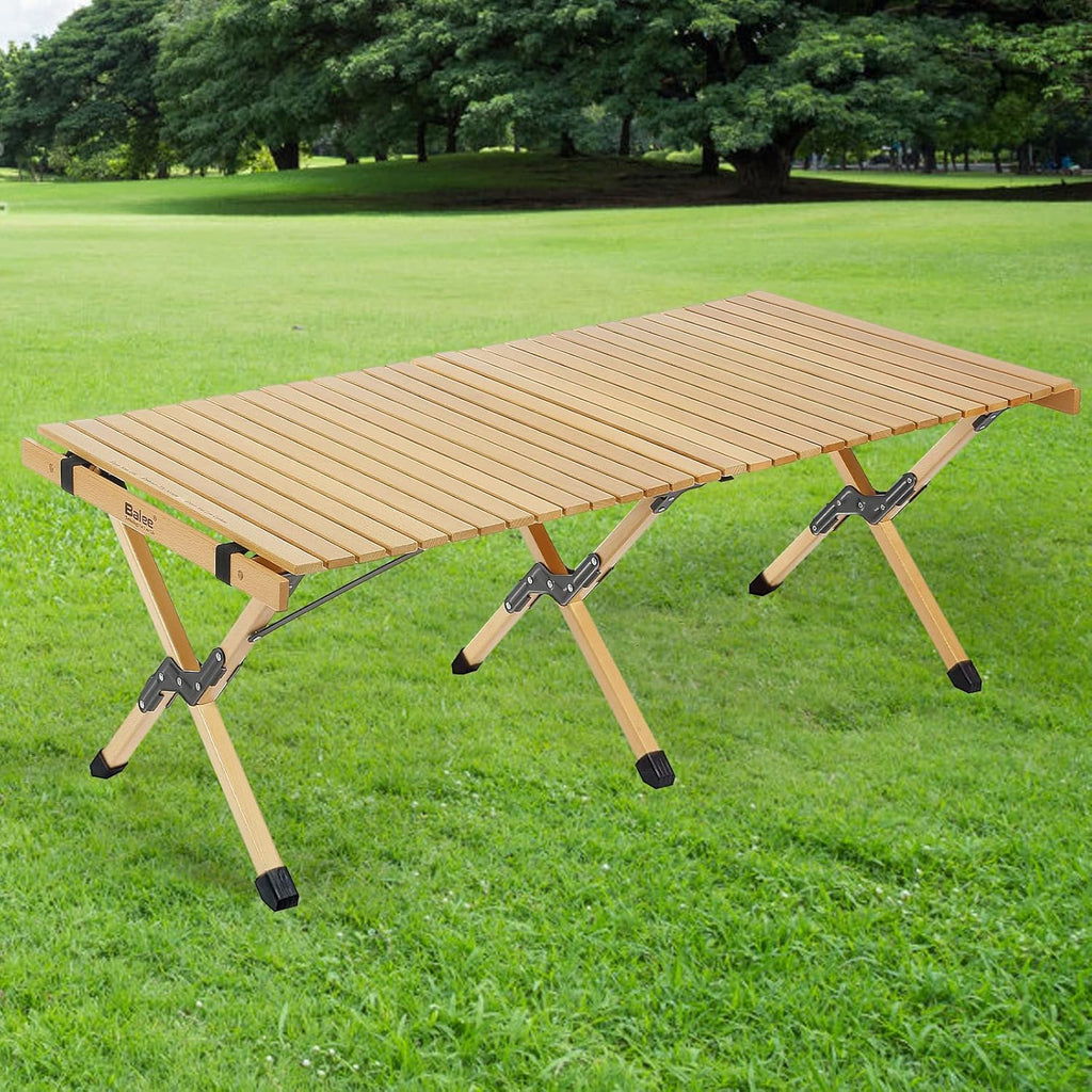 4ft Low Folding Solid Wood Picnic Table with Carry Bag J948341