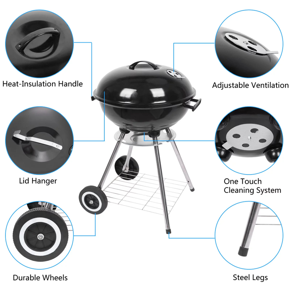 Charcoal Smoker Steel BBQ Grill F548449