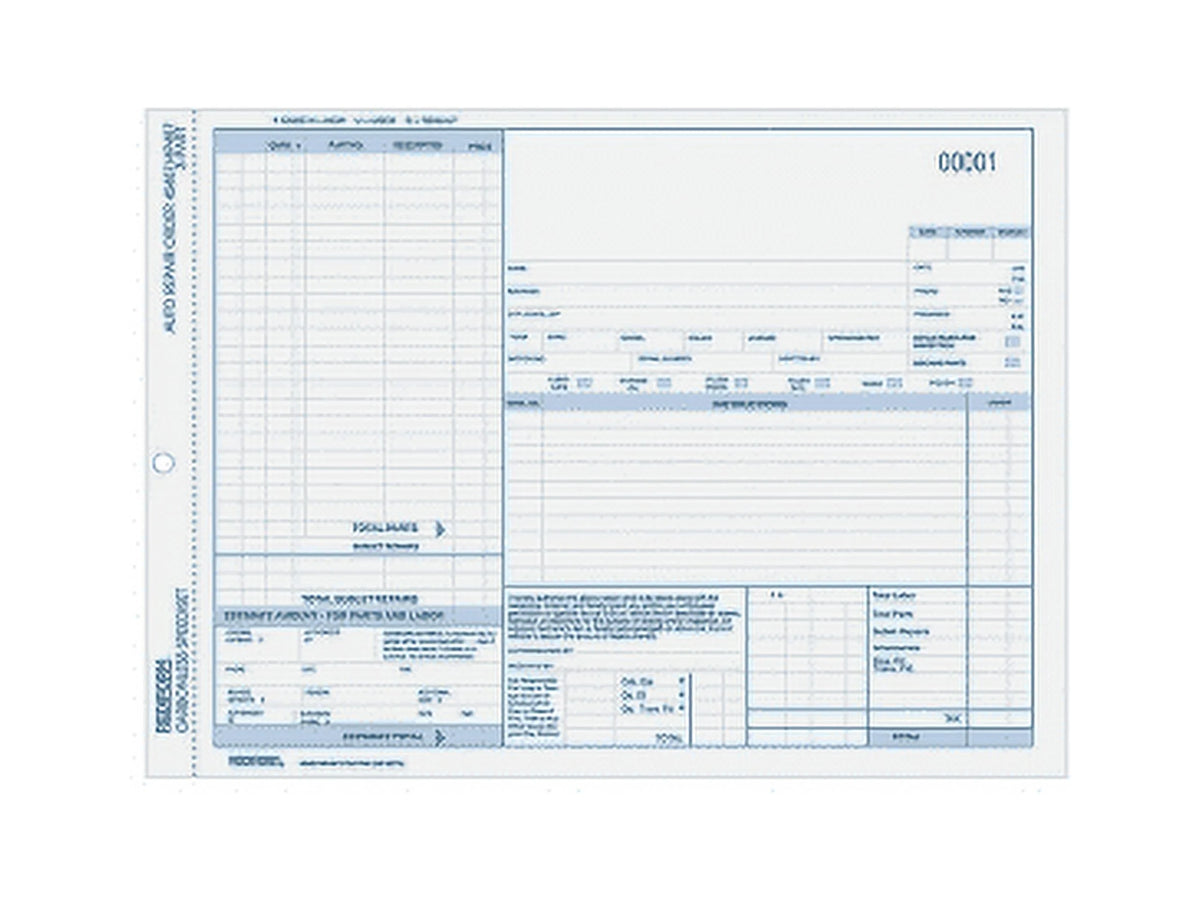 Auto Repair Order Forms 50 Pack O621491
