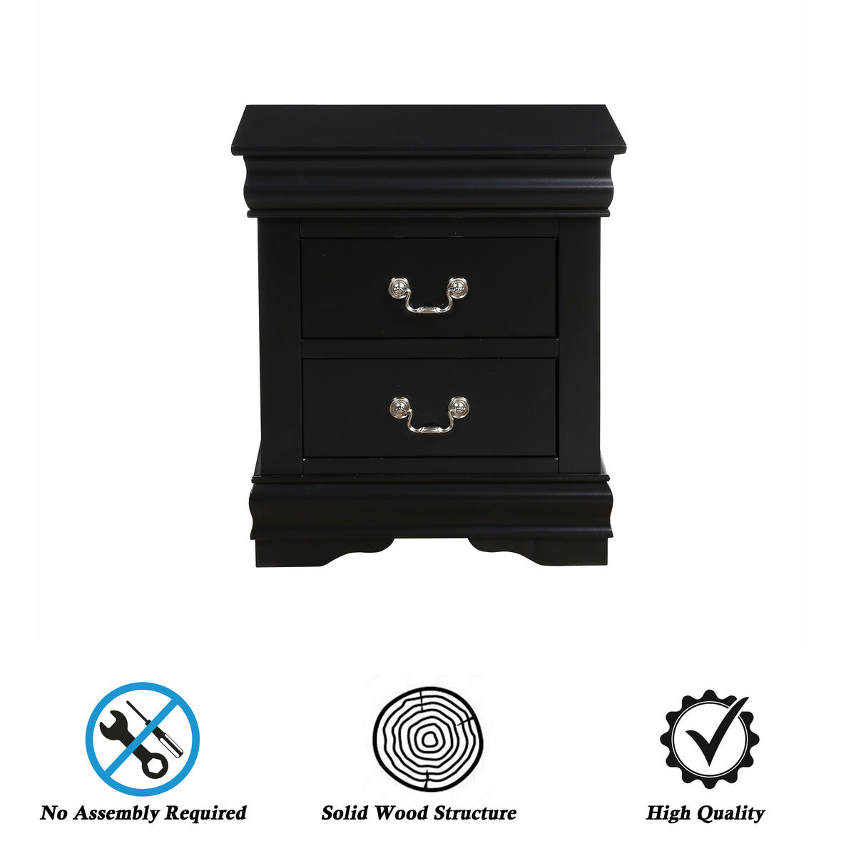 Vintage Wood Nightstand with Drawers B543172
