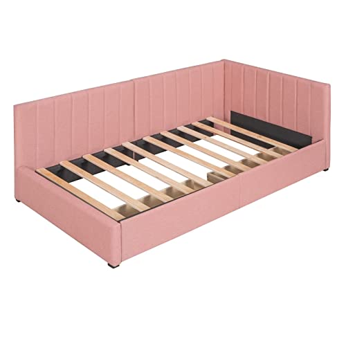 Beige Twin Size Upholstered Daybed with 2 Storage Drawers Q7788