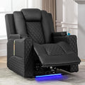 Power Recliner Chair PU Leather Electric Massage Recliner Sofa Black V609437