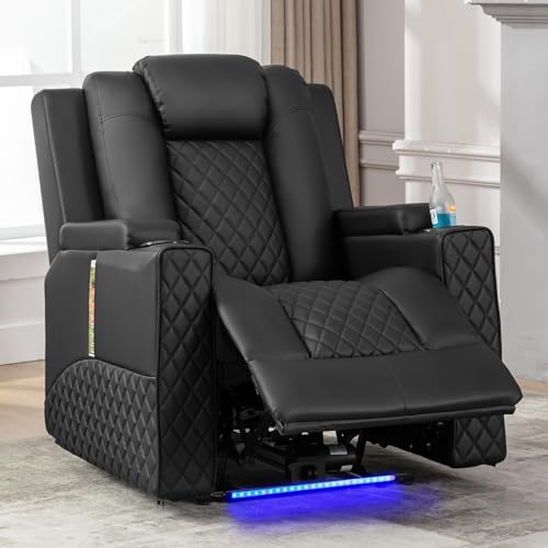 Power Recliner Chair PU Leather Electric Massage Recliner Sofa Black V609437