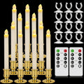 12 Pack Ivory Flickering Flameless LED Taper Candles with Remote O6299