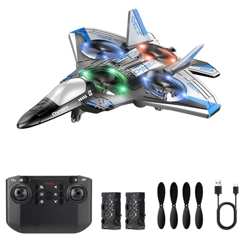 Remote Control Airplane with LED Lights, 2 Rechargeable Batteries T6219