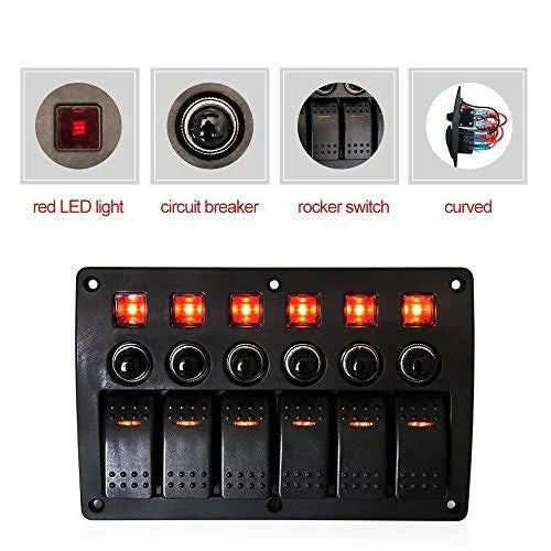 4/6/8 Gang Pre Wired Rocker Switch Panel Waterproof 12V 24V with Fuse B9777