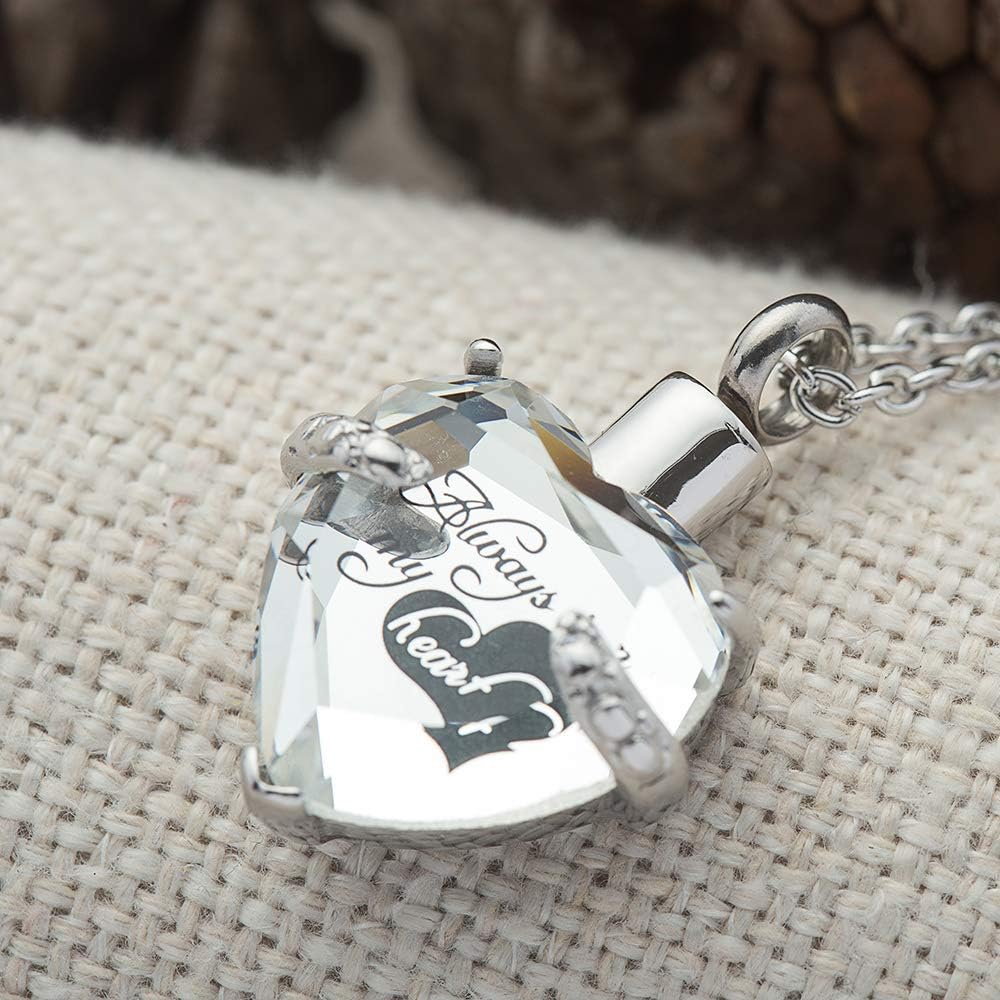 Crystal Glass Heart Urn Necklace Cremation Jewelry Memorial Pendant V834