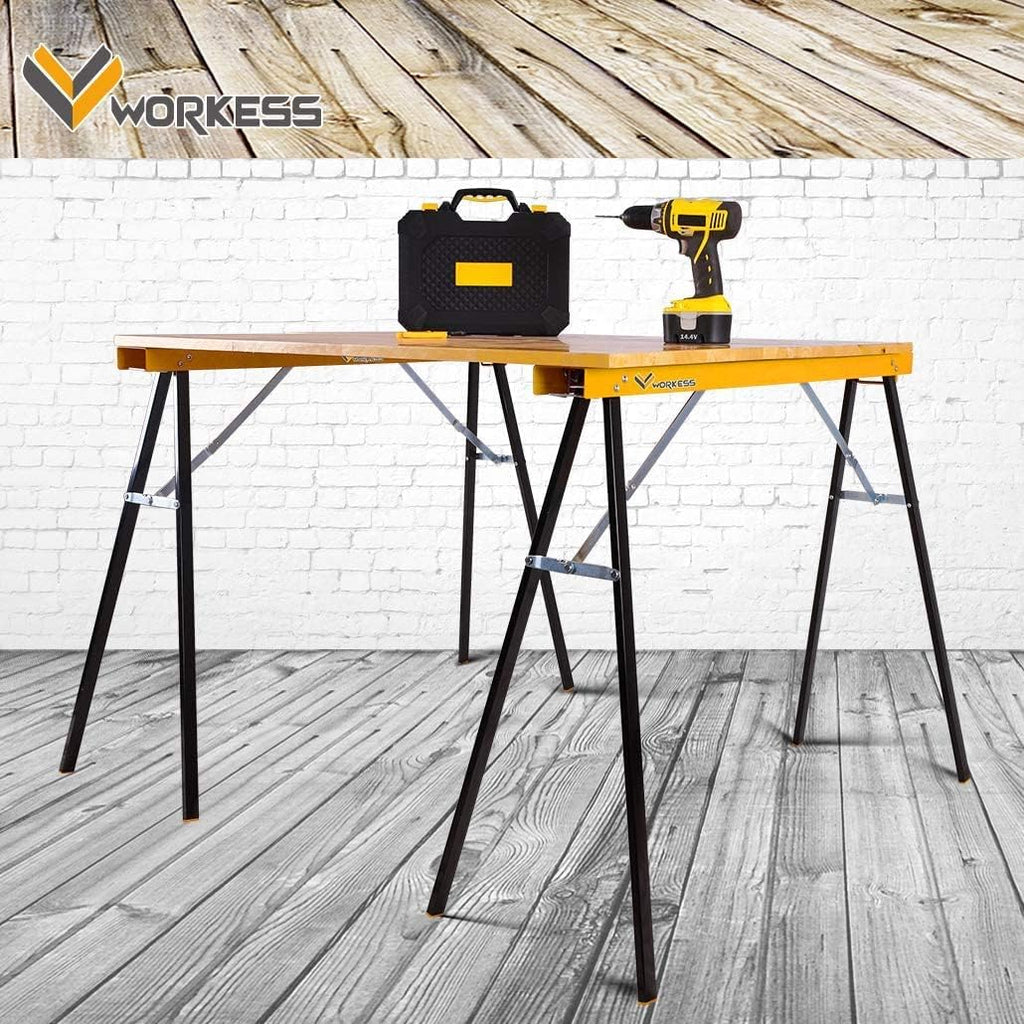 Twin Pack Portable Folding Sawhorse, 275 LBS Capacity Each O38129