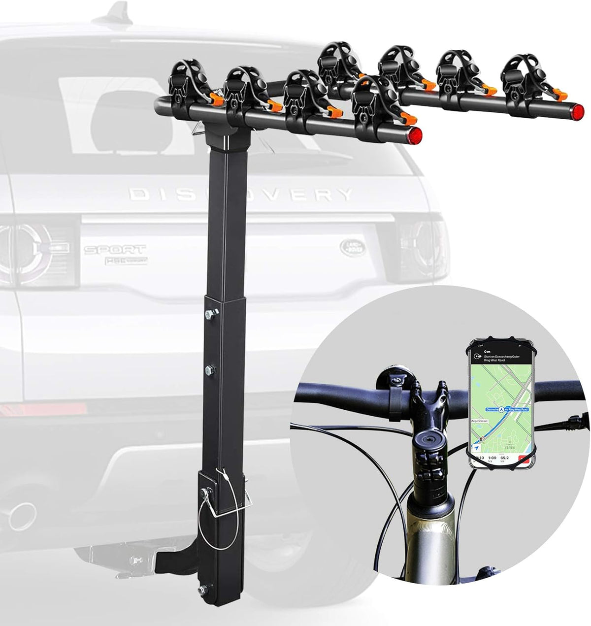 Bicycle Car Rack Bike Hitch Rack Double Foldable Bike Carrier Rack with 2'' Hitch Receiver, 4-Bike, Pack of 2 Z2982
