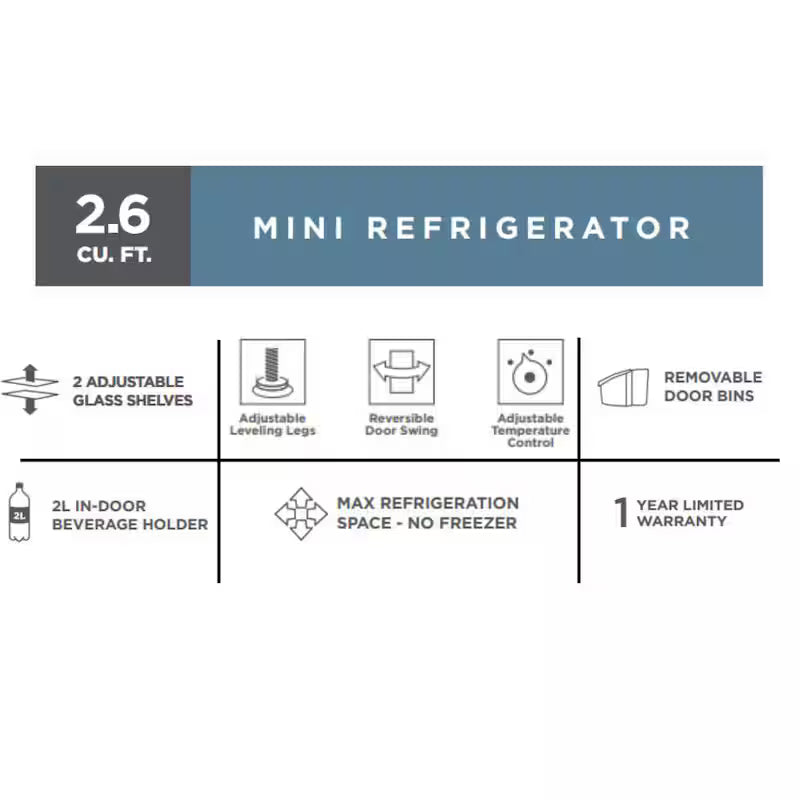 Black 2.6 Cu. Ft. Mini Refrigerator W798594