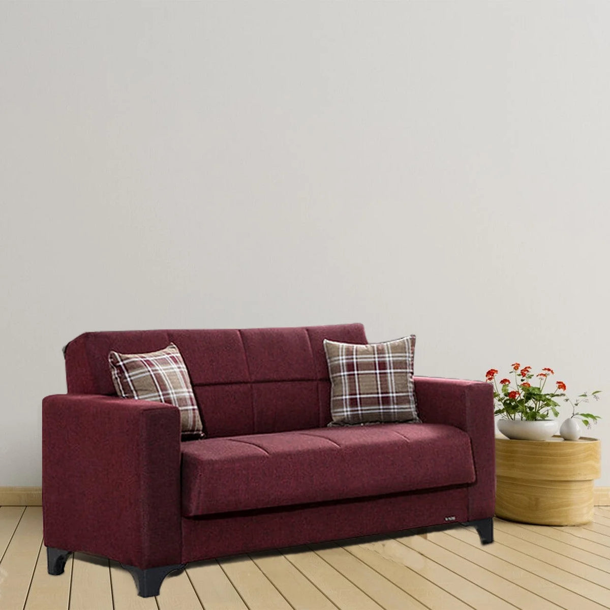 Burgundy Fabric Loveseat H195618