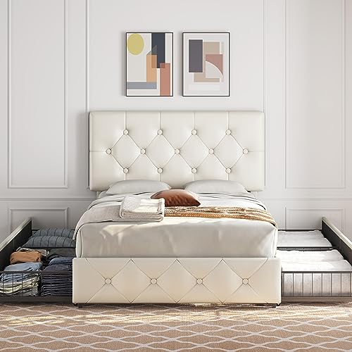 Black Queen Upholstered Bed Frame with 3 Drawers Storage X3410