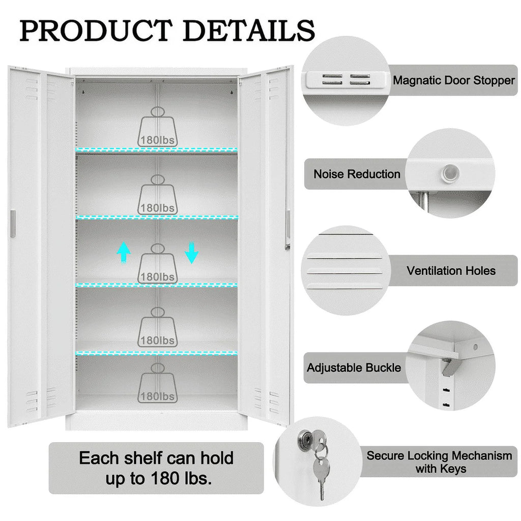 Lockable 72" Metal Storage Cabinet with Adjustable Shelves X39319