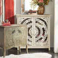 Arched Floral Carved Glass Door Sideboard V6242