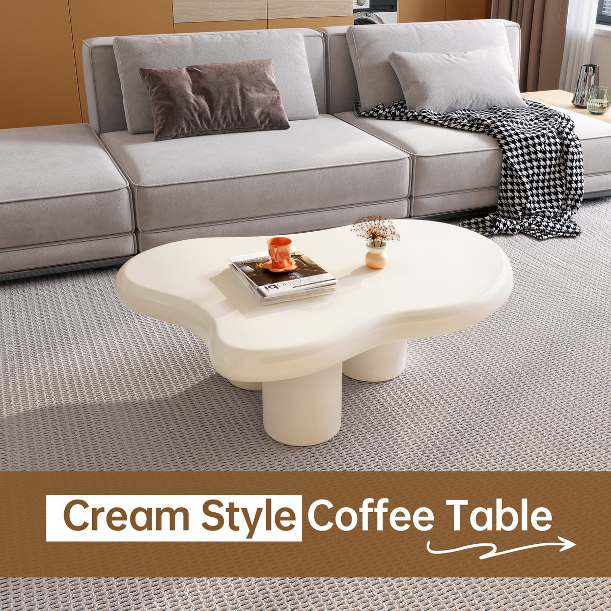White 46.06 Inch Irregular Coffee Table Z242