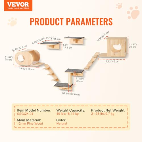 Wall Mounted Cat Shelves Set of 6 P606