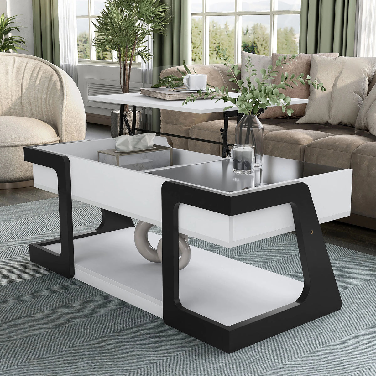 White Lift Top Wood Coffee Table L6114