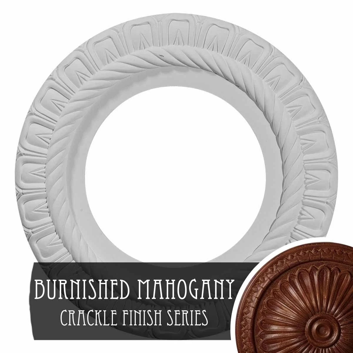 Hand-Painted Burnished Mahogany Crack Ceiling Medallion T877292