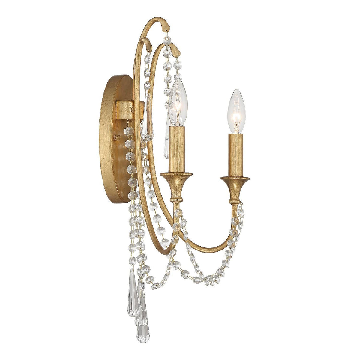 2 Light Antique Gold Wall Mount K2181