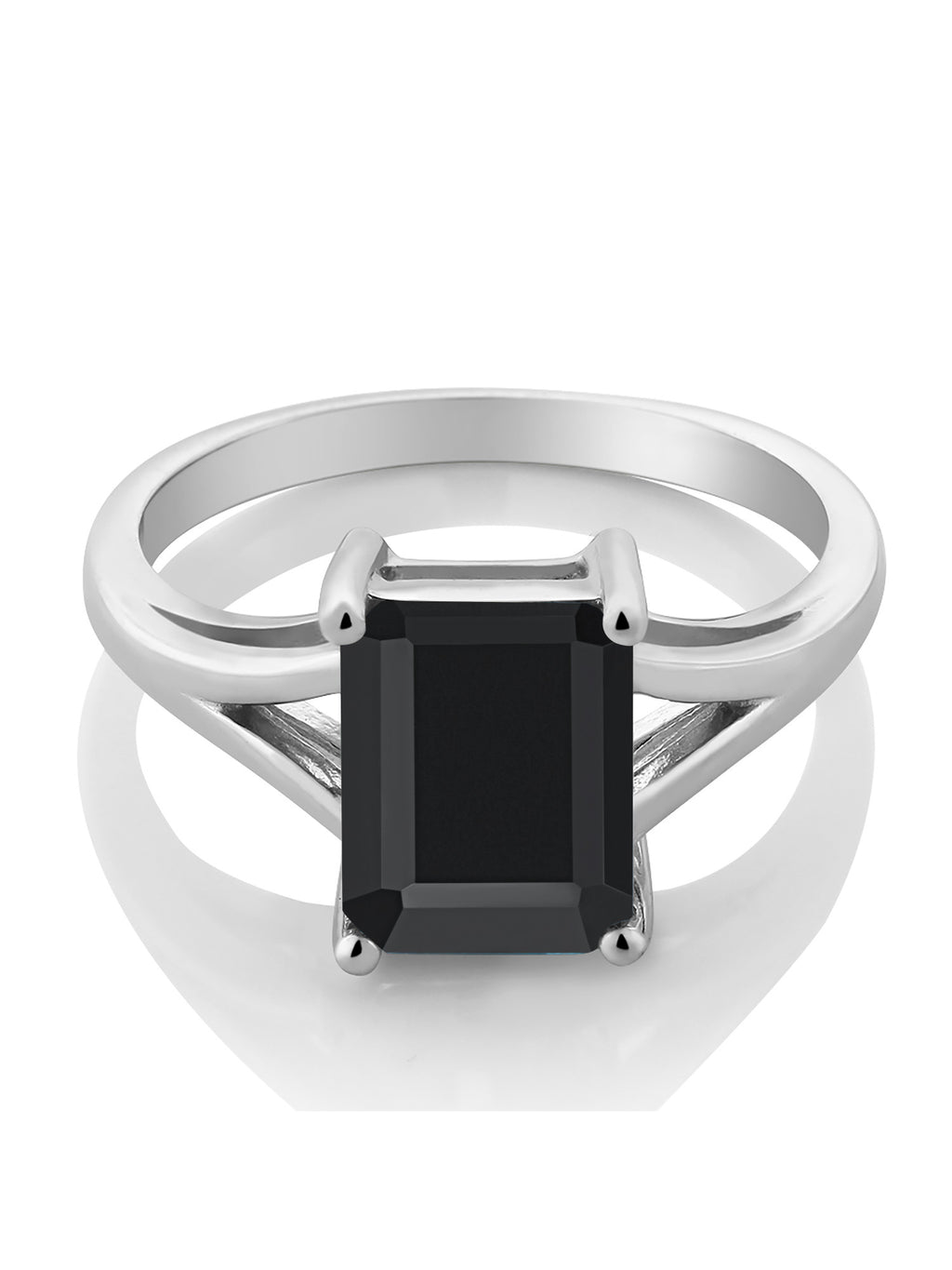 925 Sterling Silver Black Onyx Solitaire Engagement Ring P266234